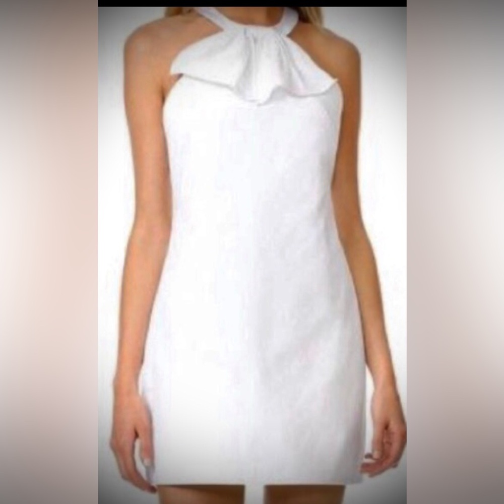 Amanda Uprichard Kitsy Halter Mini Dress Stretchy Lightweight Cotton White Sz. S